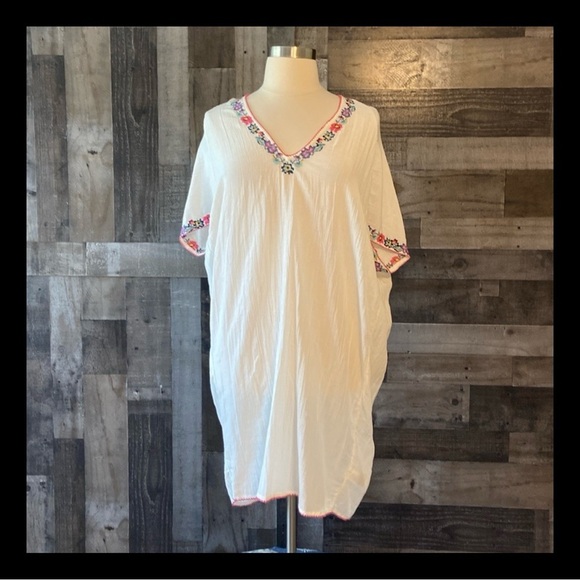 GAP beach coverup XSmall oversized swim floral embroidery tropical island girl - Picture 1 of 11
